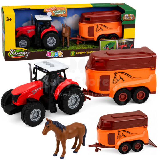 Traktor koos haagisega hobuste transportimiseks, helid ja tuled, 3 tk.