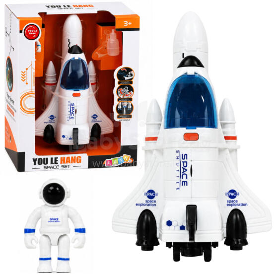 Kosmose Shuttle'i kosmonauti figuur, valgustus, helid, suitsuefekt