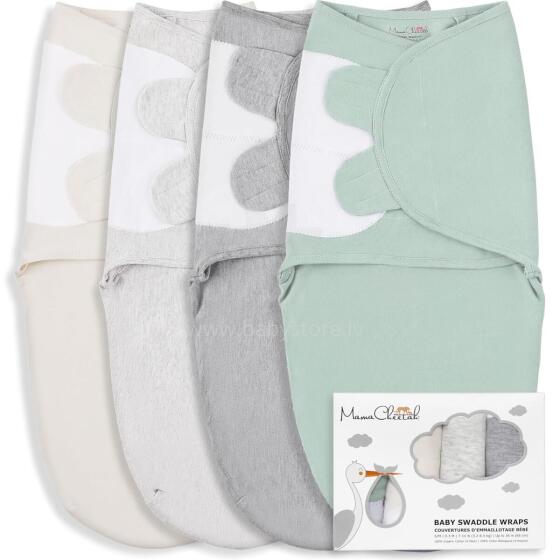 Mama Cheetah Swaddle Set Art.300521 Mix swaddle for comfortable sleep; suitable for swaddling babies weighing 3.2 kg to 6.4 kg.4 psc