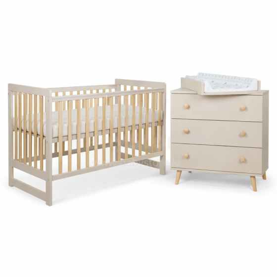 Bebe Basic Bedding Wood Set Tomi Art.43655 Cashmere Lastemööbli komplekt: voodi ja kummut