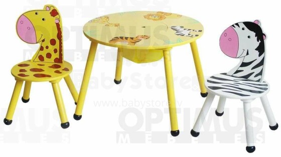Opti 0014979 Zoo Mix  Детский комплект,столик+ 2 стульчика