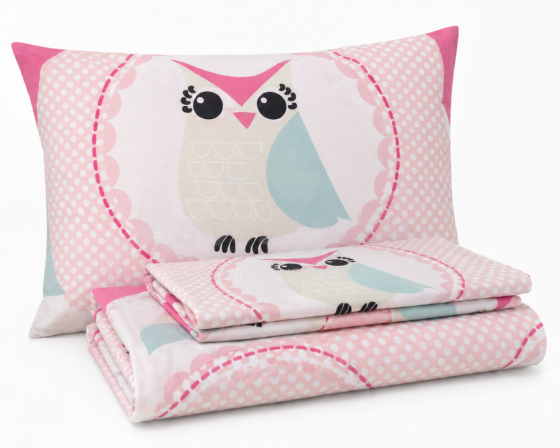 UR Kids Bedding Art.58005 Owl Pink 3-piece children's bedding set