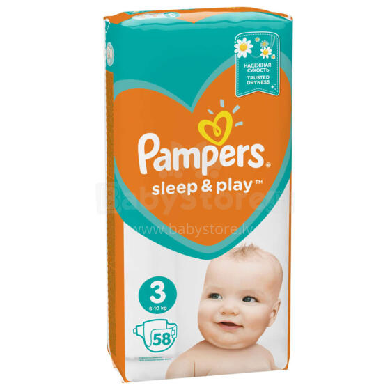 Pampers Sleep Play Art.P04G674 Mähkmed S3 suurus, 6-10 kg, 58 tk.