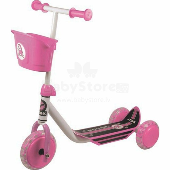 Stiga Mini Kid Scooter Pink Art.80-7401-07 3-rattaline laste tõukeratas korviga