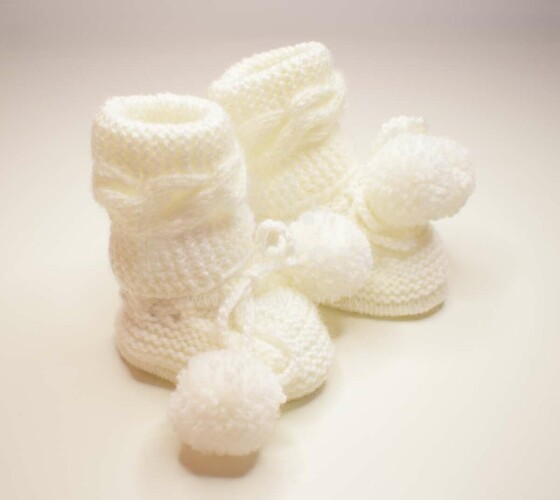 La bebe™ Hand Made Booties Art.66431 Ecru Baby socks