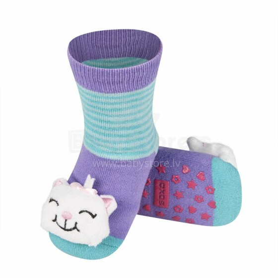 SOXO Baby Art.72817 - 2 AntiSlip ABS Infant socks with rattle