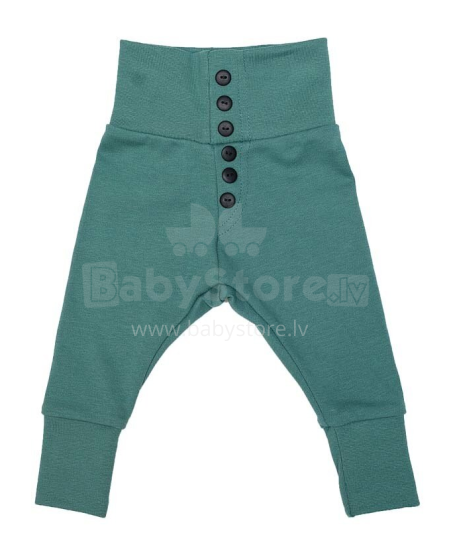 Wooly Organic Pants Art.74389 Sea Pine Детские хлопковые штанишки с широким поясом