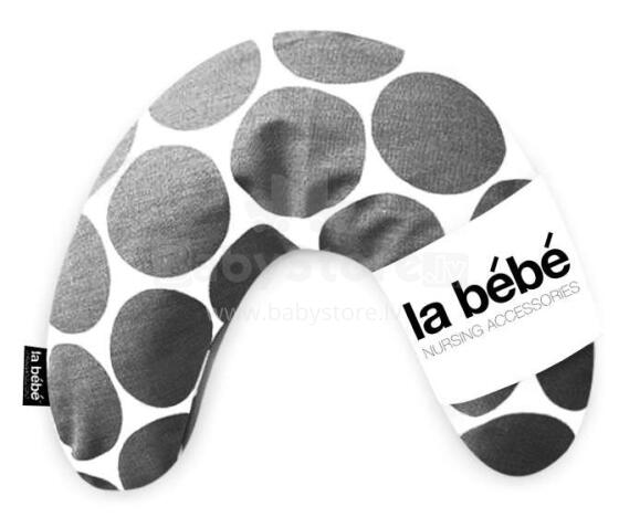 La Bebe™ Mimi Nursing Cotton Pillow Art.78979 valge ja halli täpiline reisipadi suurusega 19 x 46cm