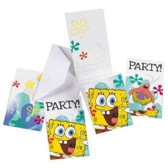 Amscan SpongeBob Art.997781 Приглашения в конвертах 6 шт.