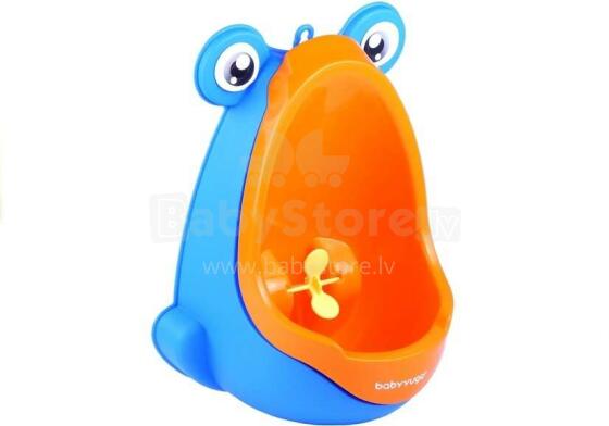 Mini Urinal For Boys Frog Suction Pads Blue and Orange
