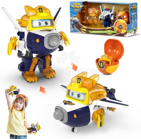 Super Wings Transforming Paul Art.EU760965 Muutuv põranda- ja loomajõupall, umbes 12,3 cm