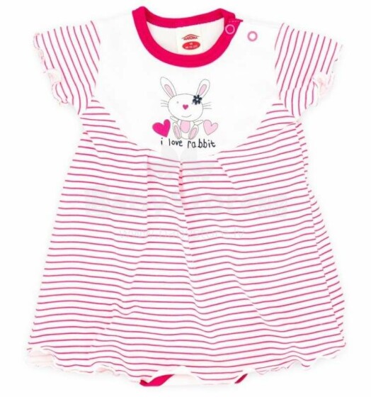 Makoma Art.03135A Body Pink Rabbit  Детский Бодик с коротким рукавом и юбочкой, из чистого хлопка (62-80см)