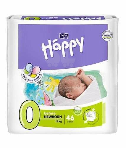 Happy Before Newborn 93869 Baby diapers size 0 up to 2 kg, 46 pcs.