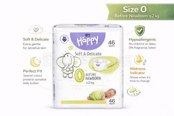 Happy Before Newborn Art.93869 Baby mähkmed suurus 0 kuni 2 kg, 46 tk.