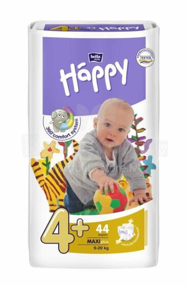 Happy Maxi Plus Детские подгузники 4+ размер от 9-29 кг,44 шт.
