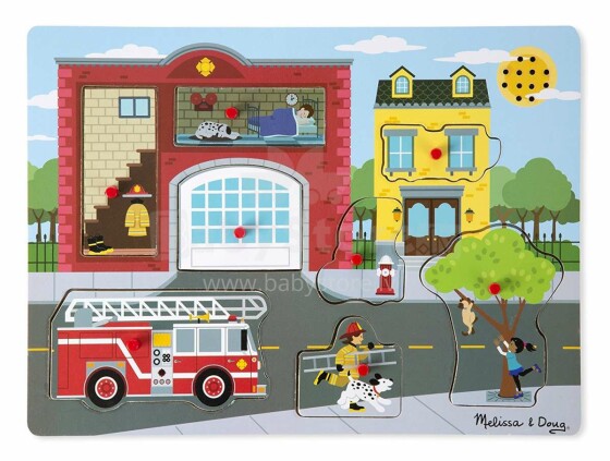 Melissa&Doug Sound Puzzles Fire Station Art.10736  Puidust muusika puzzle