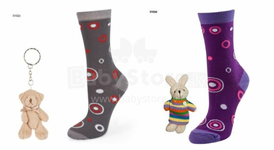 SOXO Baby Gift Set 3102  Хлопковые стильные носки  + игрушка брелок