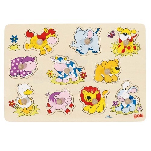 Goki VG57838 Lift out puzzle, baby animals II