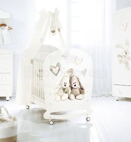 Baby Expert Cremino by Trudi Bianco Platino Art.66198 Детская  элегантная кроватка на колесиках