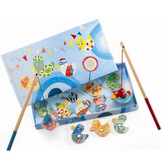 Djeco Art.DJ01654 Makšķerējamas koka zivtiņas ar magnētiem Fishing duck