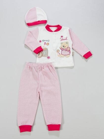 BebeKid 7724 mazuļu kokvilnas kompleks bikses + jaciņa ( Nav cepurīte pink )