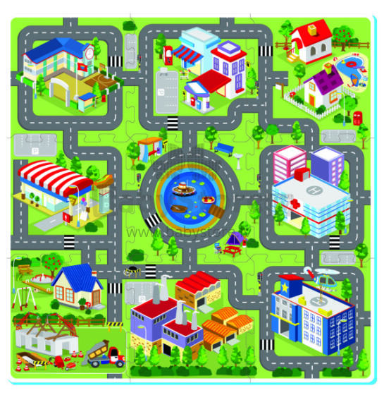 Floor Puzzle Art.3007 Puzzle Pilsētiņa Puzle-paklājs