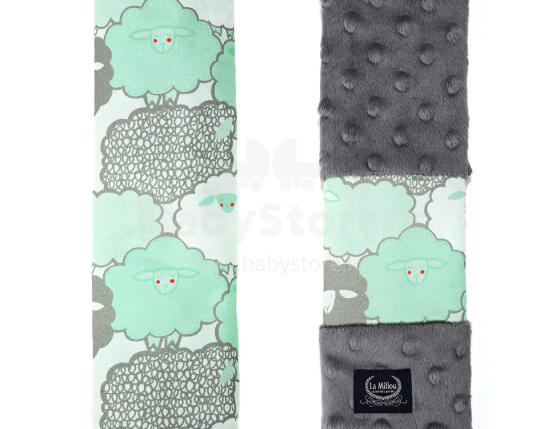 La Millou Art. 84313 Seatbelt Cover Mint Sheep Family&Grey Drošības jostas apvalki