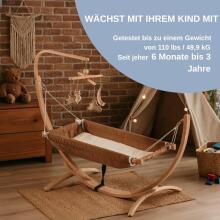 Hammock with Wooden Frame Art.101082 Beige  Laste võrkkiik puitraamiga - ergonoomiline ripplamamistool 66 x 150 cm lastele vanuses 3-5 aastat