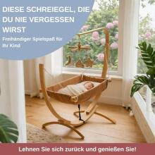 Hammock with Wooden Frame Art.101082 Beige  Laste võrkkiik puitraamiga - ergonoomiline ripplamamistool 66 x 150 cm lastele vanuses 3-5 aastat