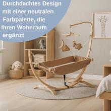 Hammock with Wooden Frame Art.101082 Beige  Laste võrkkiik puitraamiga - ergonoomiline ripplamamistool 66 x 150 cm lastele vanuses 3-5 aastat