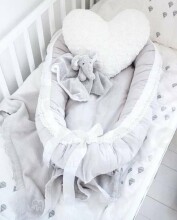 La Bebe™ Babynest Cotton Art.106221 Beige Bear Гнездышко – кокон для новорожденных