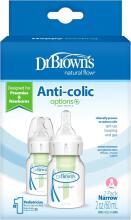 Dr. Brown’s Natural Flow® Options+™ PP Narrow Art.SB2200-P3 Enneaegsetele ja vastsündinutele mõeldud lutipudel nibuga, 60 ml,2psc