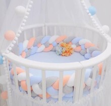 YappyKids Gum Art.111248 Mint  Плетёный бортик-охранка (косичка) для детской кроватки  240 см