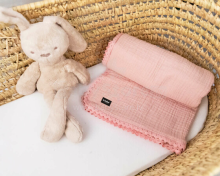 La bebe™ Muslin Blanket Art.132866 Pink Высококачественное  муслиновое одеялко / пледик 70x100см