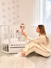 La Bebe™ Bed Kotto Olin 9 in 1 Art.141419 White Multifunktsionaalne puidust 9-ühes transformeeriv võrevoodi