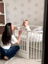 La Bebe™ Bed Kotto Olin 9 in 1 Art.141419 White Multifunktsionaalne puidust 9-ühes transformeeriv võrevoodi