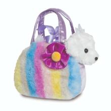 AURORA Fancy Pals pehme mänguasi triibuline kandekott koeraga, 20 cm