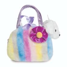 AURORA Fancy Pals pehme mänguasi triibuline kandekott koeraga, 20 cm