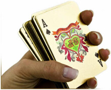 Ikonka Art.KX8977 Gold plastic playing cards - $$$ dollar