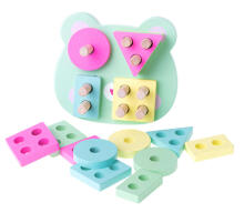 Ikonka Art.KX6900 Puidust sorteerija sobitamine kujundeid puzzle 4 tornid