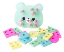 Ikonka Art.KX6900 Puidust sorteerija sobitamine kujundeid puzzle 4 tornid