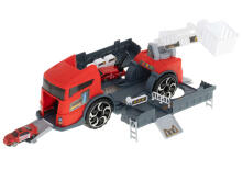 Ikonka Art.KX5994 Transporter veoauto TIR 2in1 parkimismaja tuletõrje + 3 autot punane