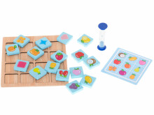 Ikonka Art.KX5369 Wooden puzzle board game memory fruit and shapes