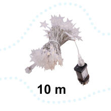 Ikonka Art.KX5237 LED-tähtede ahelatuled 10m 100LED soe valge