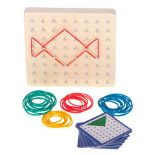 Ikonka Art.KX5177 Geoboard geoplan puidust pusle, mis loob kujundeid kummipaeladega