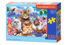 Ikonka Art.KX4802 CASTORLAND Puzzle 120el. Kassipojad lilledega