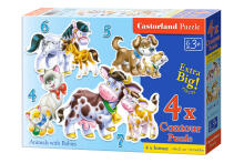 Ikonka Art.KX4795 CASTORLAND Puzzle 4in1 Loomad koos beebidega