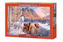 Ikonka Art.KX4783 CASTORLAND Puzzle 500el. Winter Melt - Hobuste talvine maastik