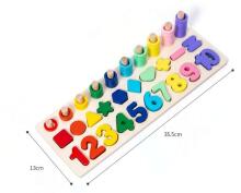 Ikonka Art.KX6209 Montessori puidust numbrite sorteerija 3in1 13x36cm