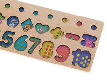Ikonka Art.KX6209 Montessori puidust numbrite sorteerija 3in1 13x36cm